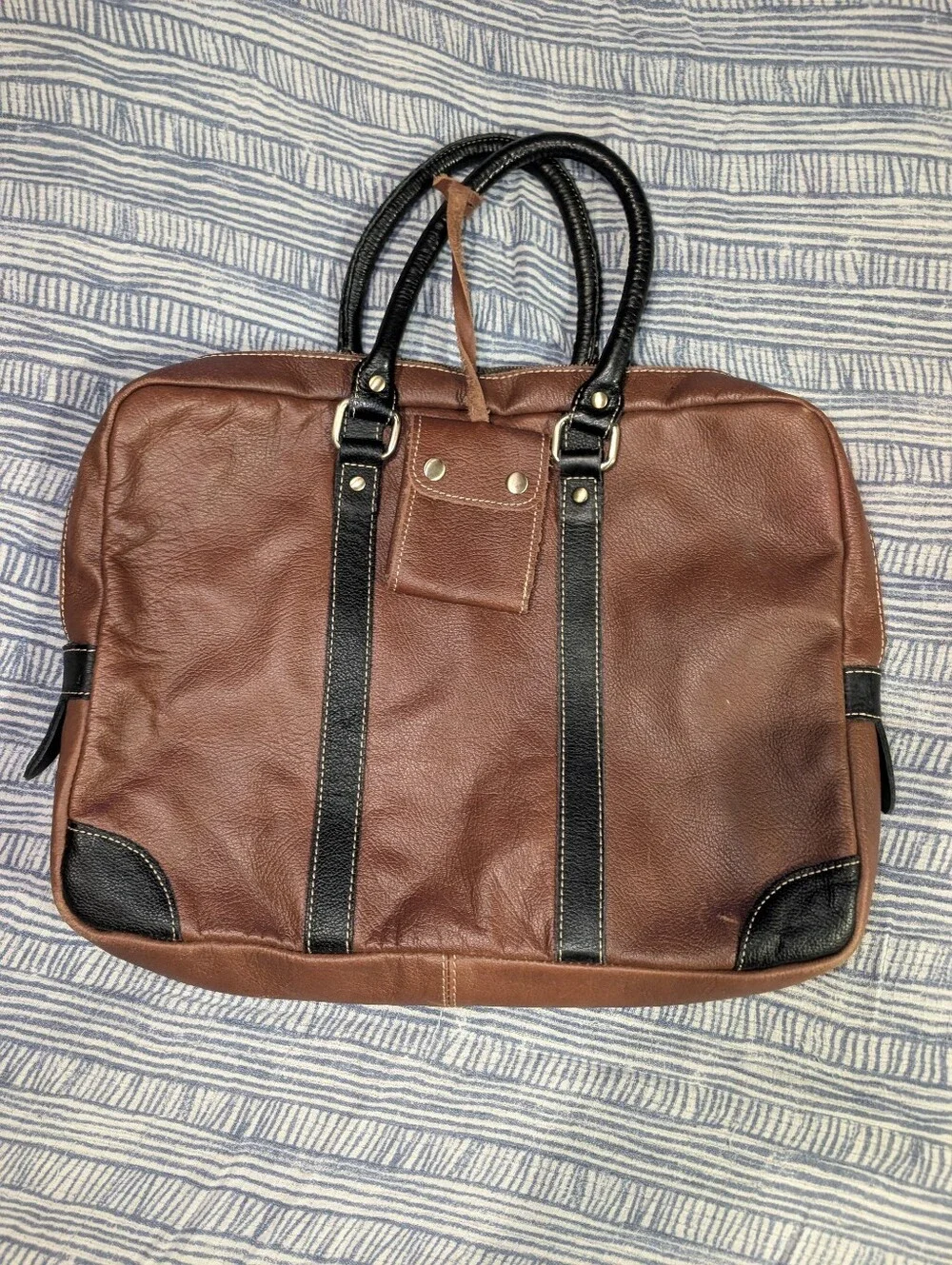 AmeriLeather Leather Messenger Bag Tobacco Brown Satchel Laptop Carrier Vintage